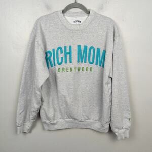 Rich Mom‎ Brentwood Sweatshirt Size Medium 90049 Gray Heather Fleece Tinx